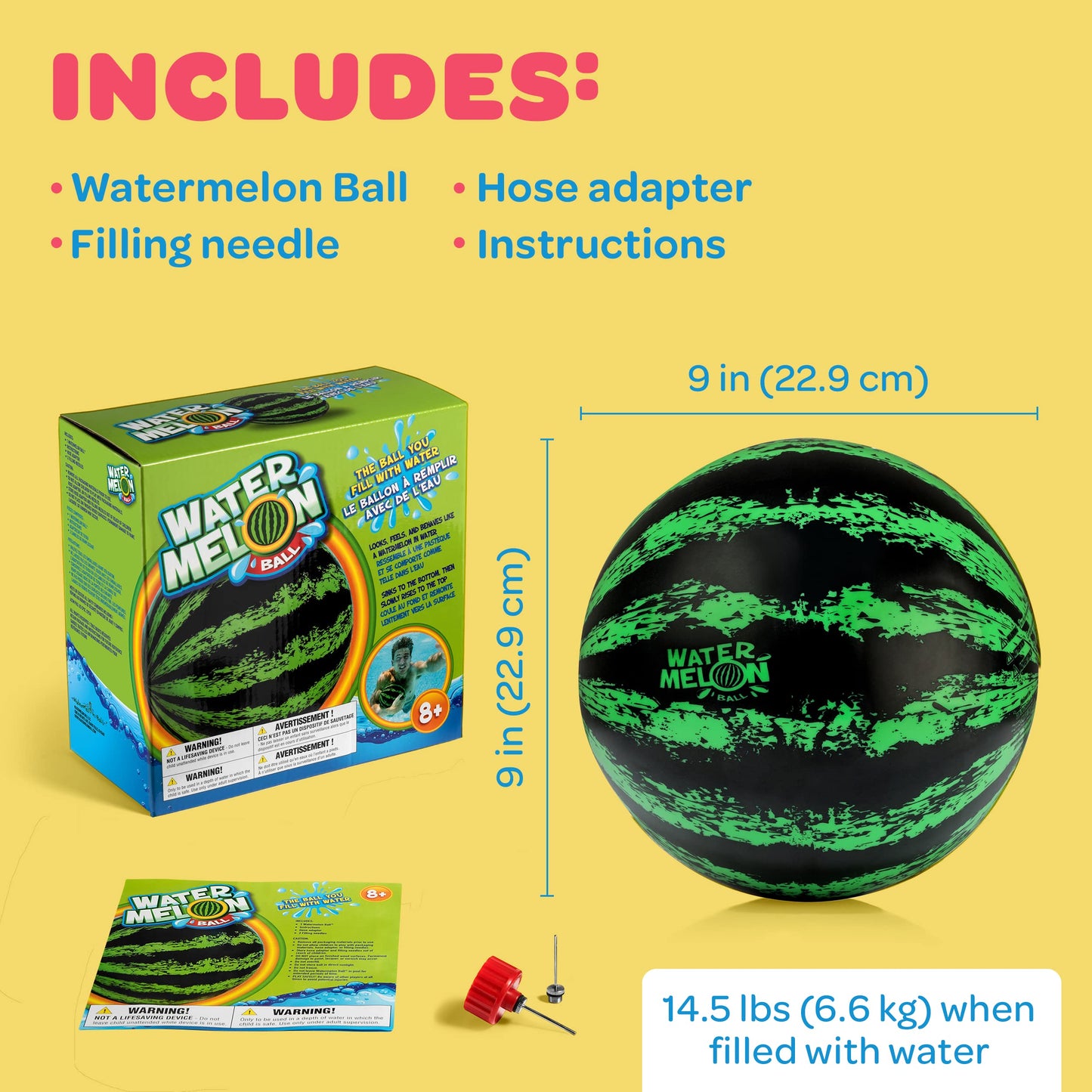 Watermelon Ball – Durable Underwater Pool Toy for Teens & Adults | Pool Games & Backyard Fun