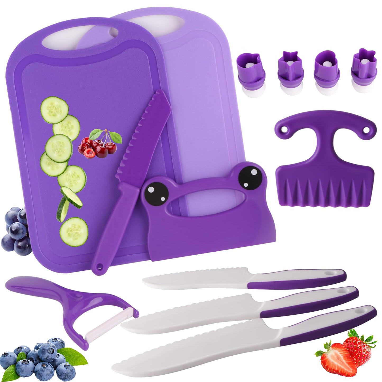 WaterSummer Montessori Kids Knife Set for Real Cooking – Safe Kitchen Tools for Ages 4-10