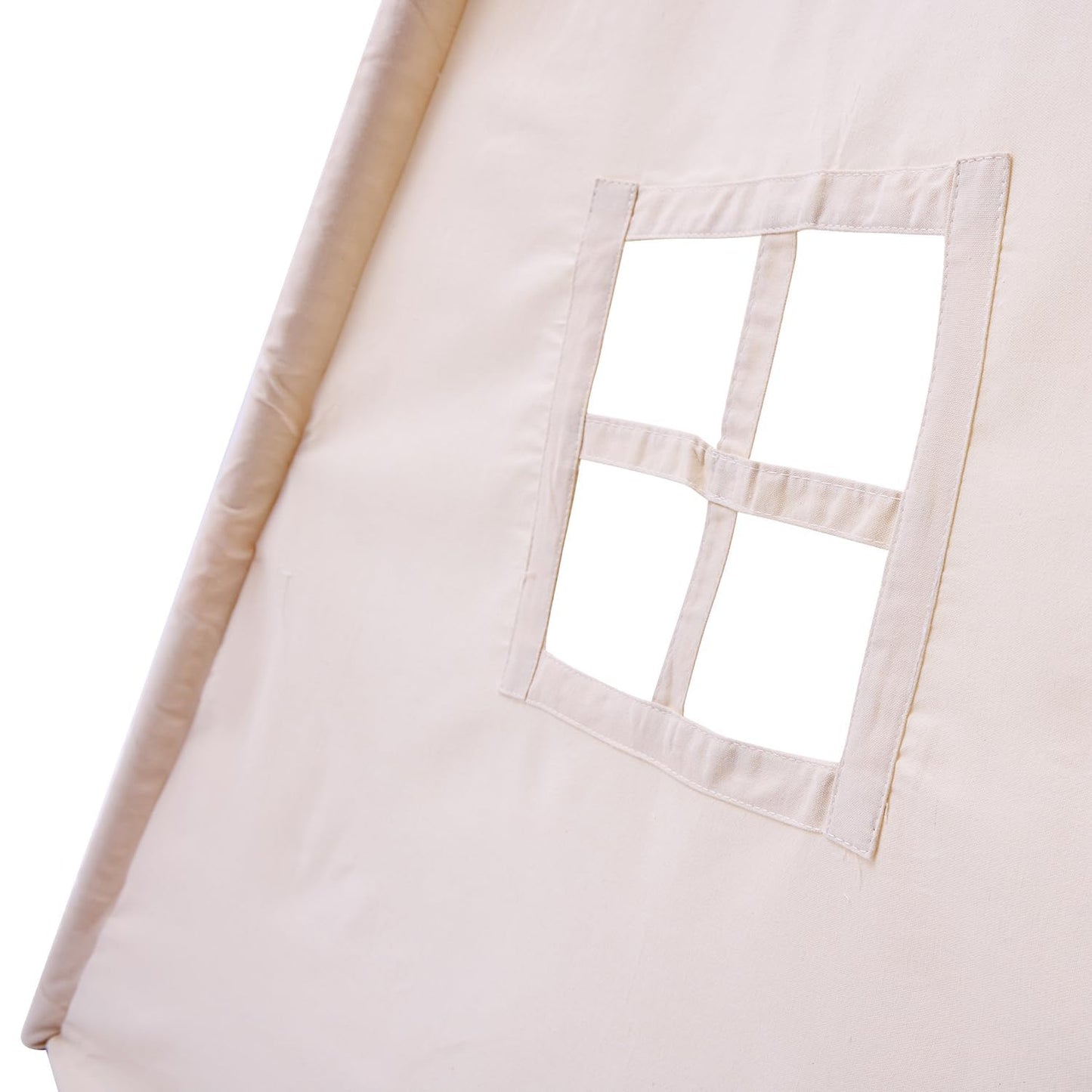 WATEVLOTCS Kids Play Teepee Tent – 43 x 43 x 63 in, Natural Cotton Canvas & Pine Wood Frame