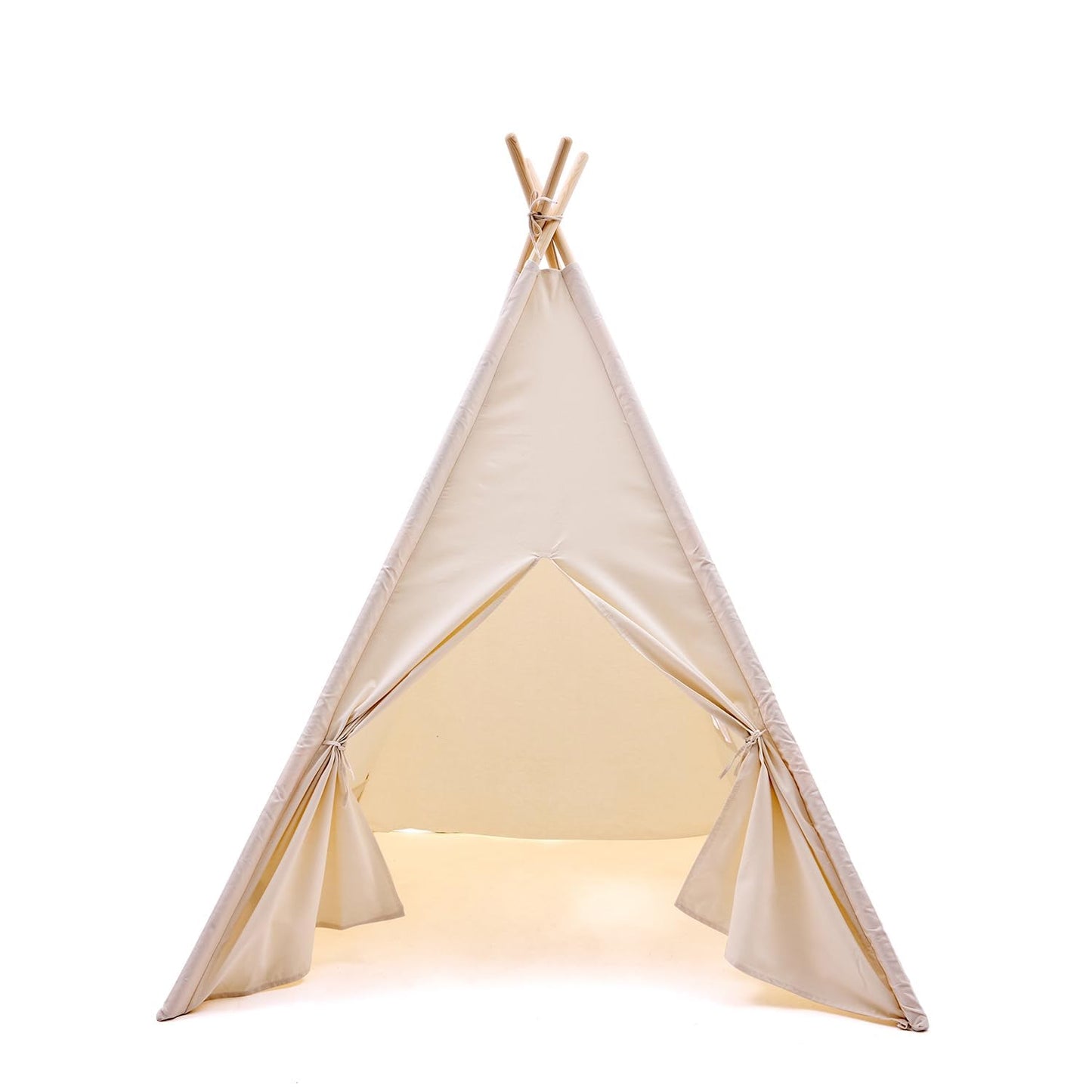 WATEVLOTCS Kids Play Teepee Tent – 43 x 43 x 63 in, Natural Cotton Canvas & Pine Wood Frame