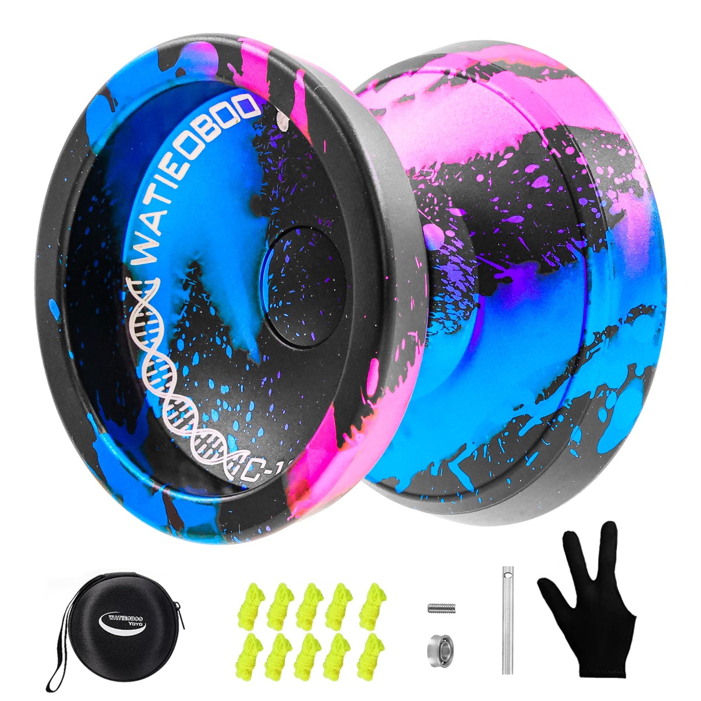 WATIEOBOO Yoyo – Dual-Mode Professional Yoyo for Finger Spins (Responsive & Unresponsive) – Dark Blue Pink