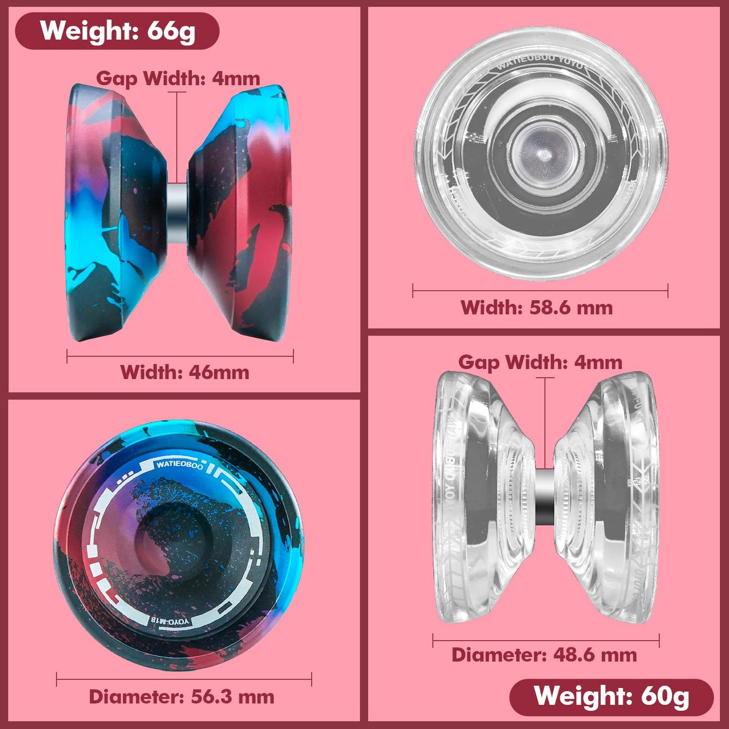 WATIEOBOOYOYO P02+M18 YoYo Perfect Set – Dual-Mode Reactive & Non-Reactive, Beginner to Pro