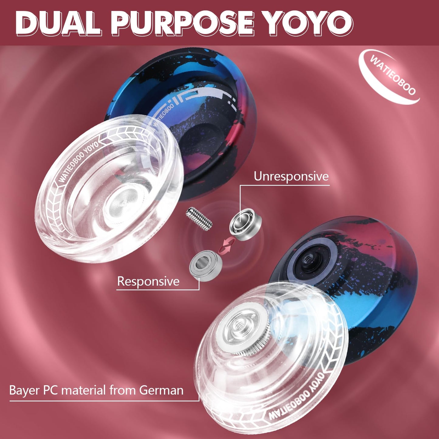 WATIEOBOOYOYO P02+M18 YoYo Perfect Set – Dual-Mode Reactive & Non-Reactive, Beginner to Pro