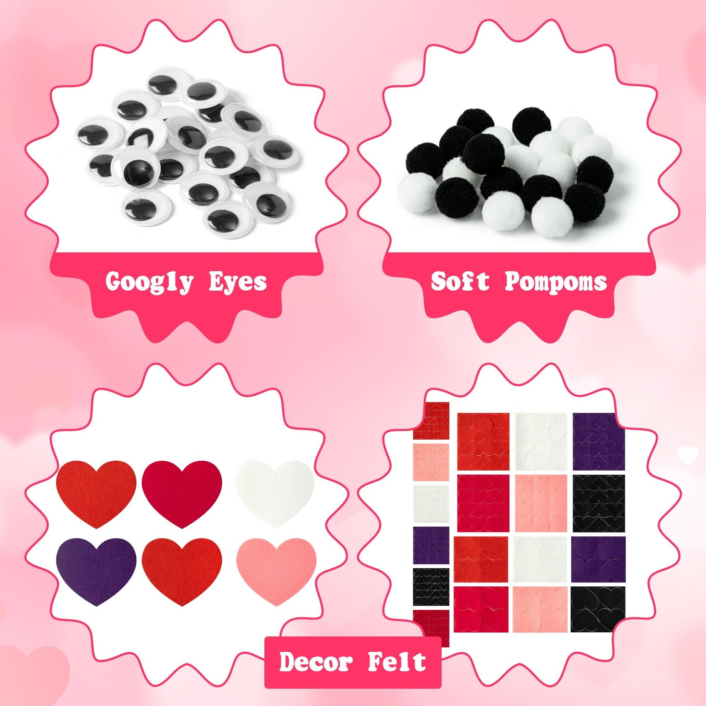 WATINC 6Pcs Hand Puppet Kit – DIY Felt Puppets with Pompoms and Googly Eyes