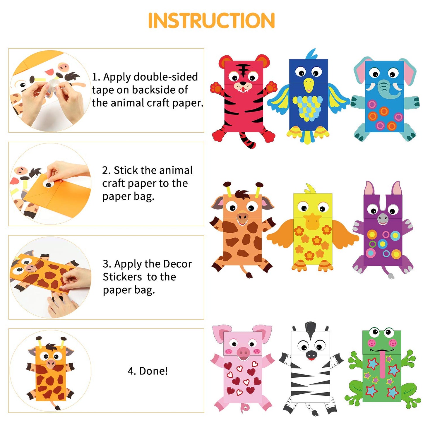 WATINC 9Pack Hand Puppet Art Craft Kit – DIY Paper Sock Puppets with Wiggle Eyes for Imaginative Play