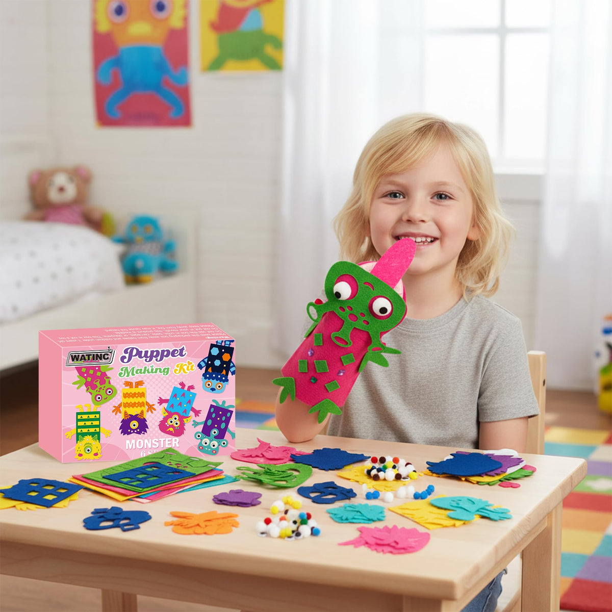 WATINC 6Pcs Hand Puppet Kit - DIY Felt Puppets for Creative Storytelling