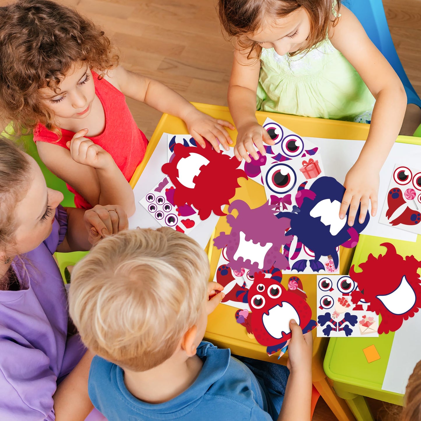 WATINC Valentine's Day Monster Frame Craft Kit – 112 Pcs DIY Kids Frames with Stickers for Classrooms & Parties