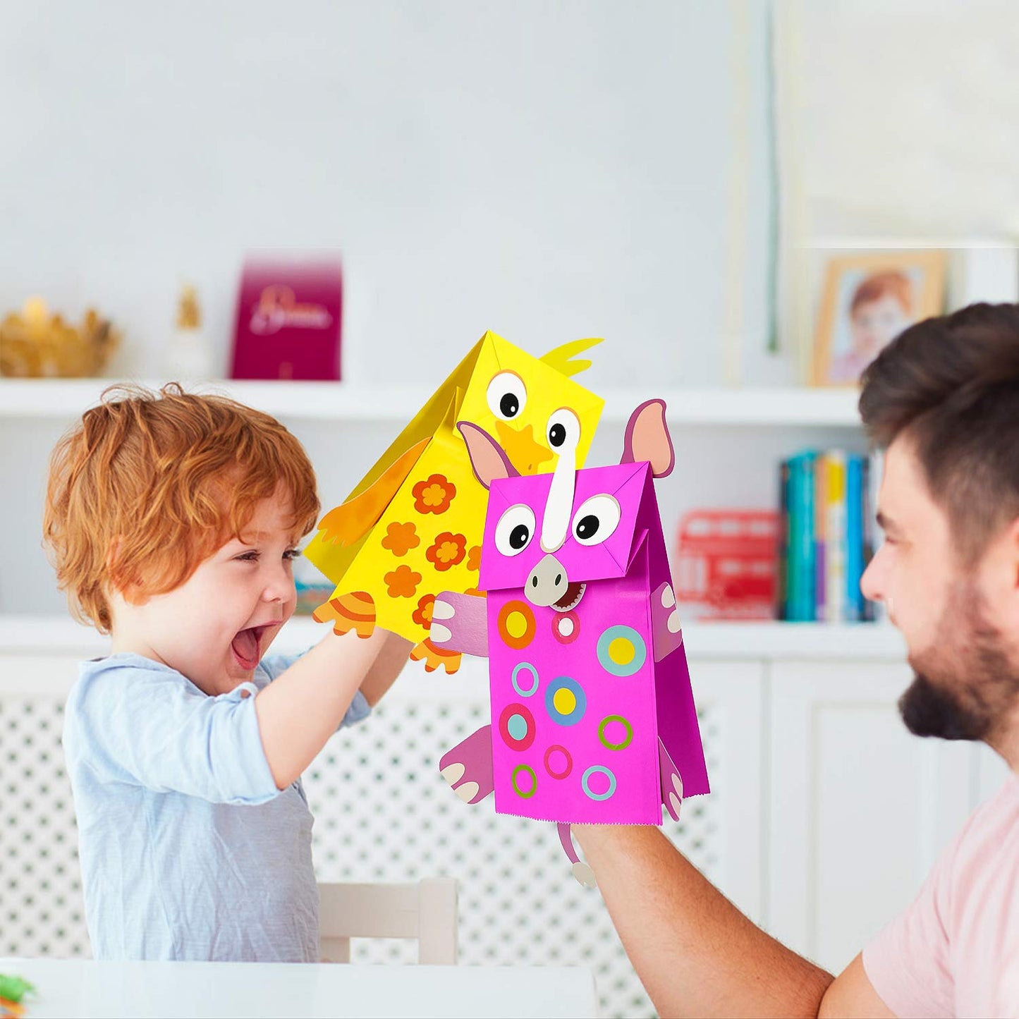 WATINC 9Pack Hand Puppet Art Craft Kit – DIY Paper Sock Puppets with Wiggle Eyes for Imaginative Play
