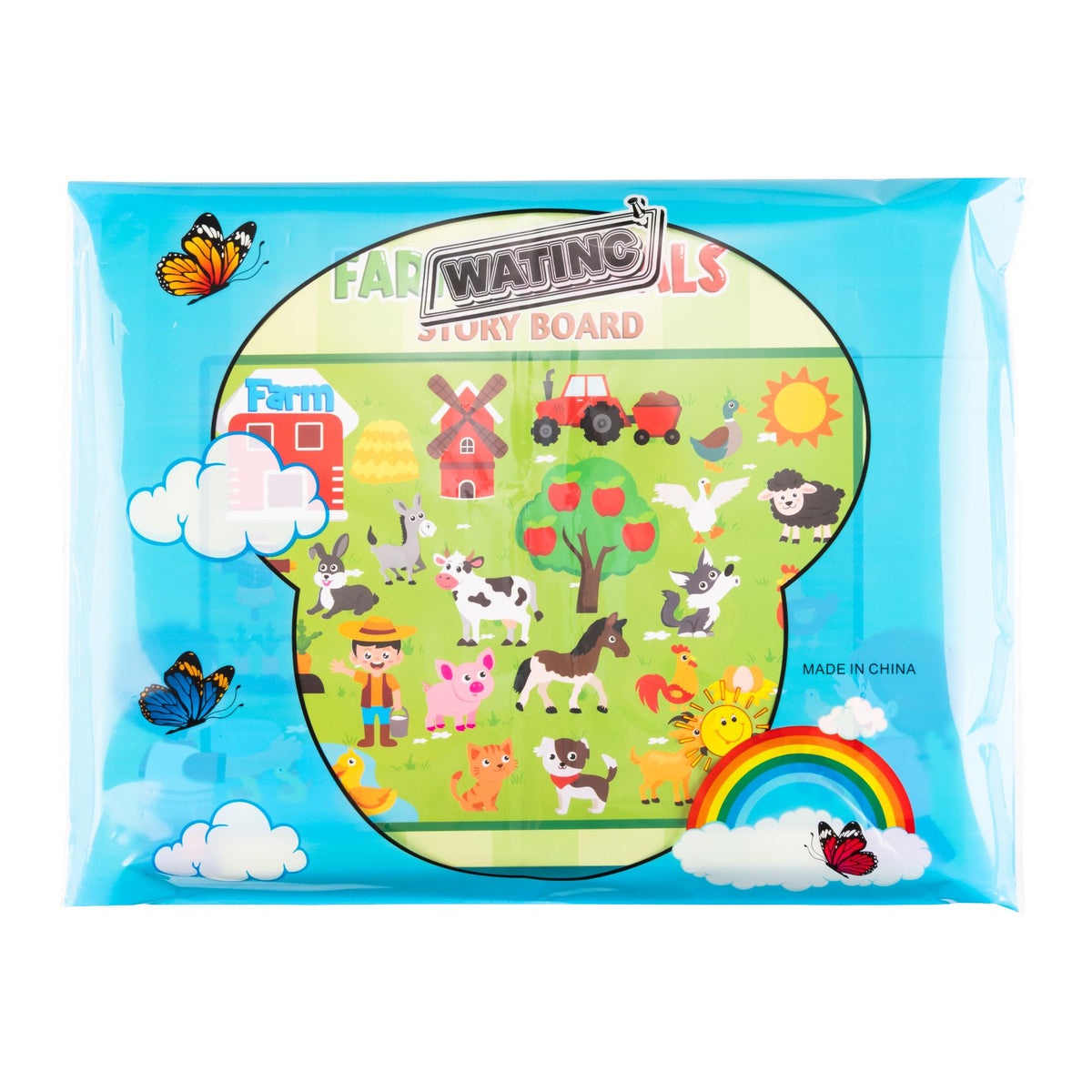 WATINC Farm Animals Felt Story Board Set – 3.5ft, 38 Pcs, Preschool Farmhouse Play Kit