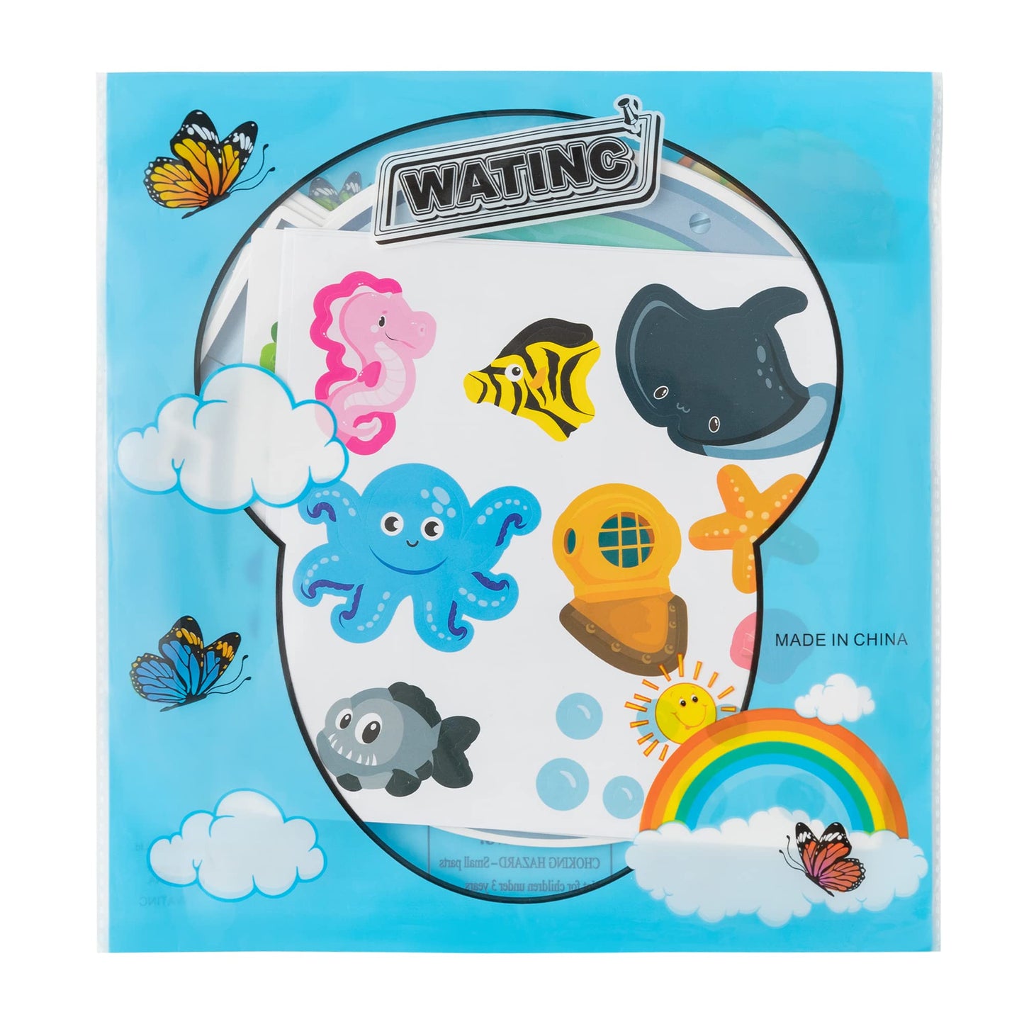 WATINC Sea Animal Scene Sticker Art Craft — 36 Pcs Ocean DIY Set for Classroom & Parties