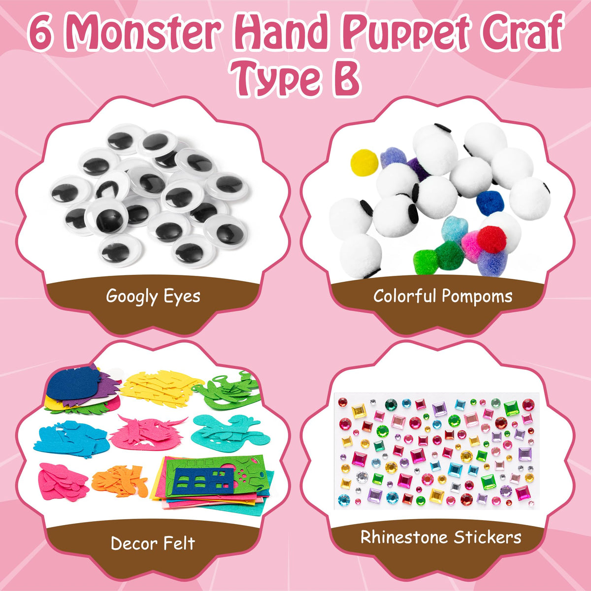 WATINC 6Pcs Hand Puppet Kit - DIY Felt Puppets for Creative Storytelling