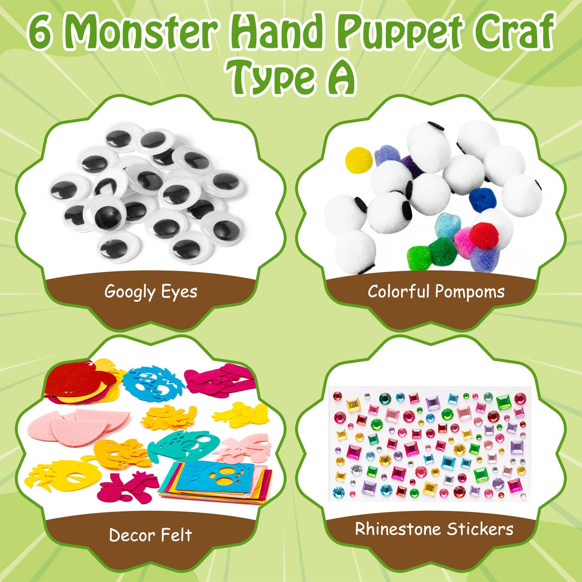 WATINC 6Pcs Hand Puppet Kit — Creative Felt Puppets for Kids
