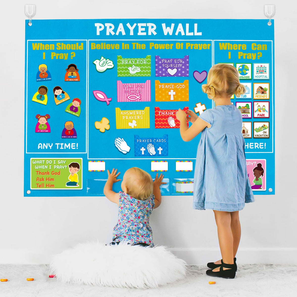 WATINC 37Pcs Prayer Wall Felt Story Board Set – Preschool and Sunday School Religious Learning Kit