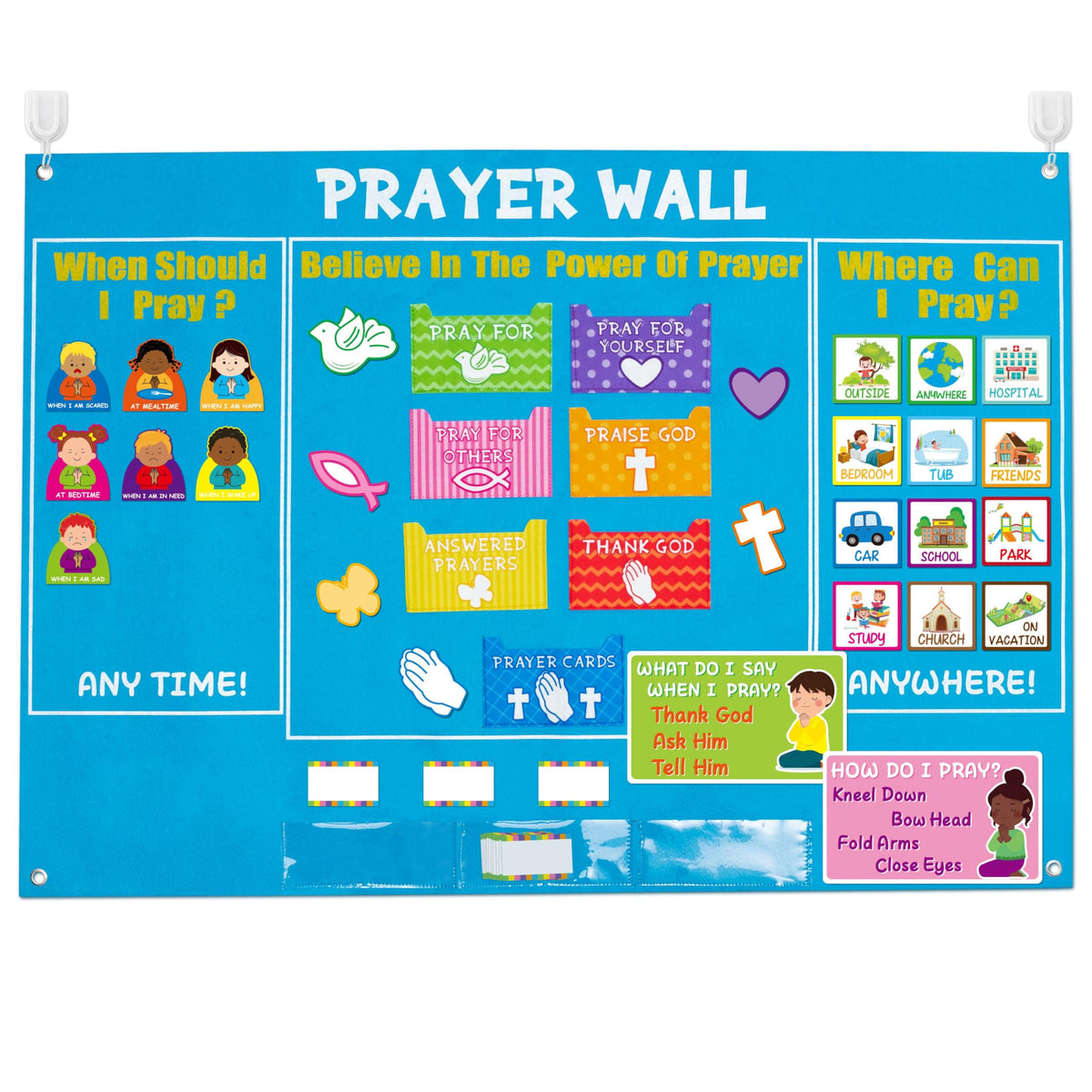 WATINC 37Pcs Prayer Wall Felt Story Board Set – Preschool and Sunday School Religious Learning Kit