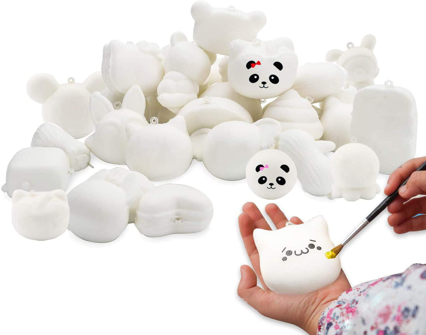 WATINC Random 30 Pcs DIY Squeeze Toys – Cream Scented, Kawaii Bread & Keychains