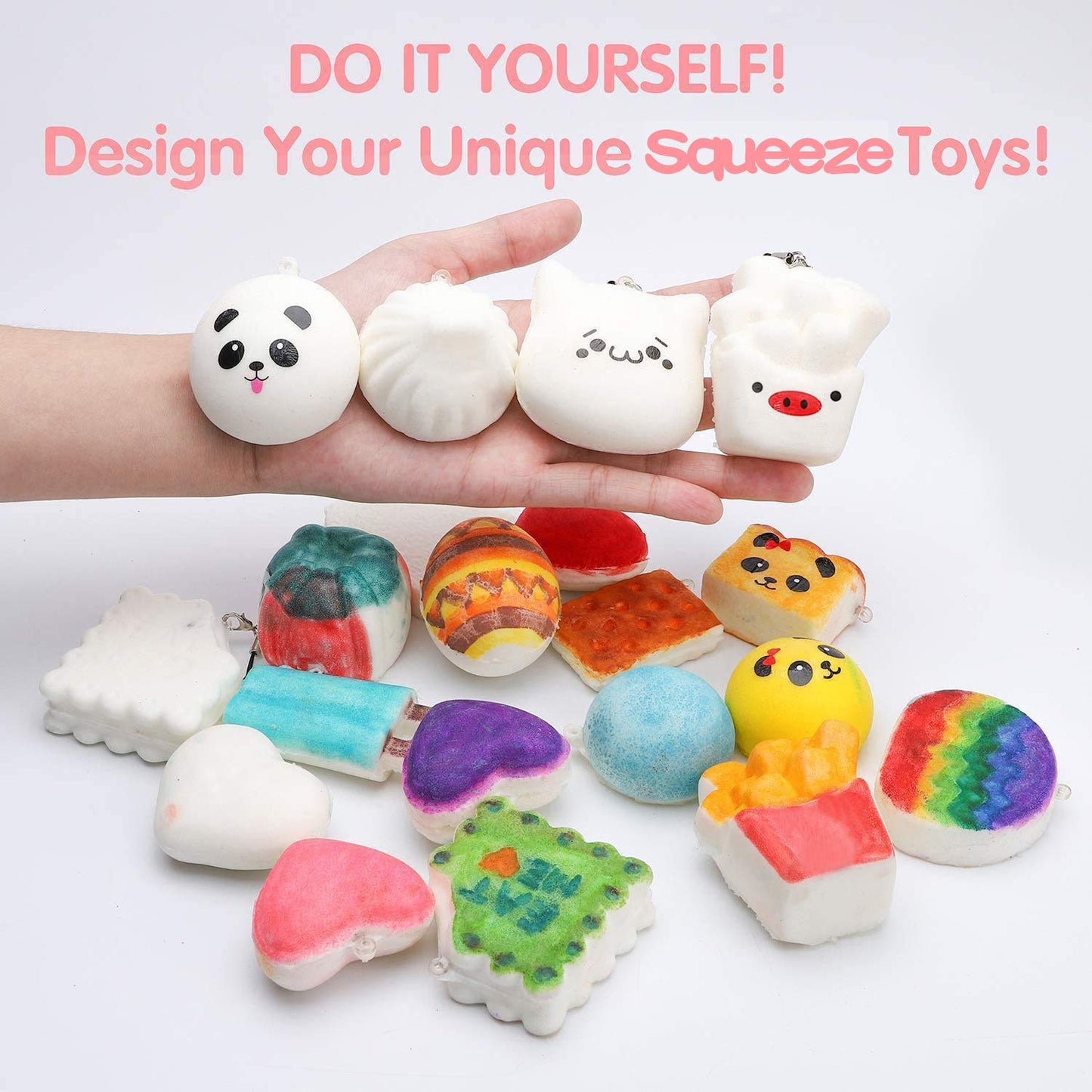 WATINC Random 30 Pcs DIY Squeeze Toys – Cream Scented, Kawaii Bread & Keychains