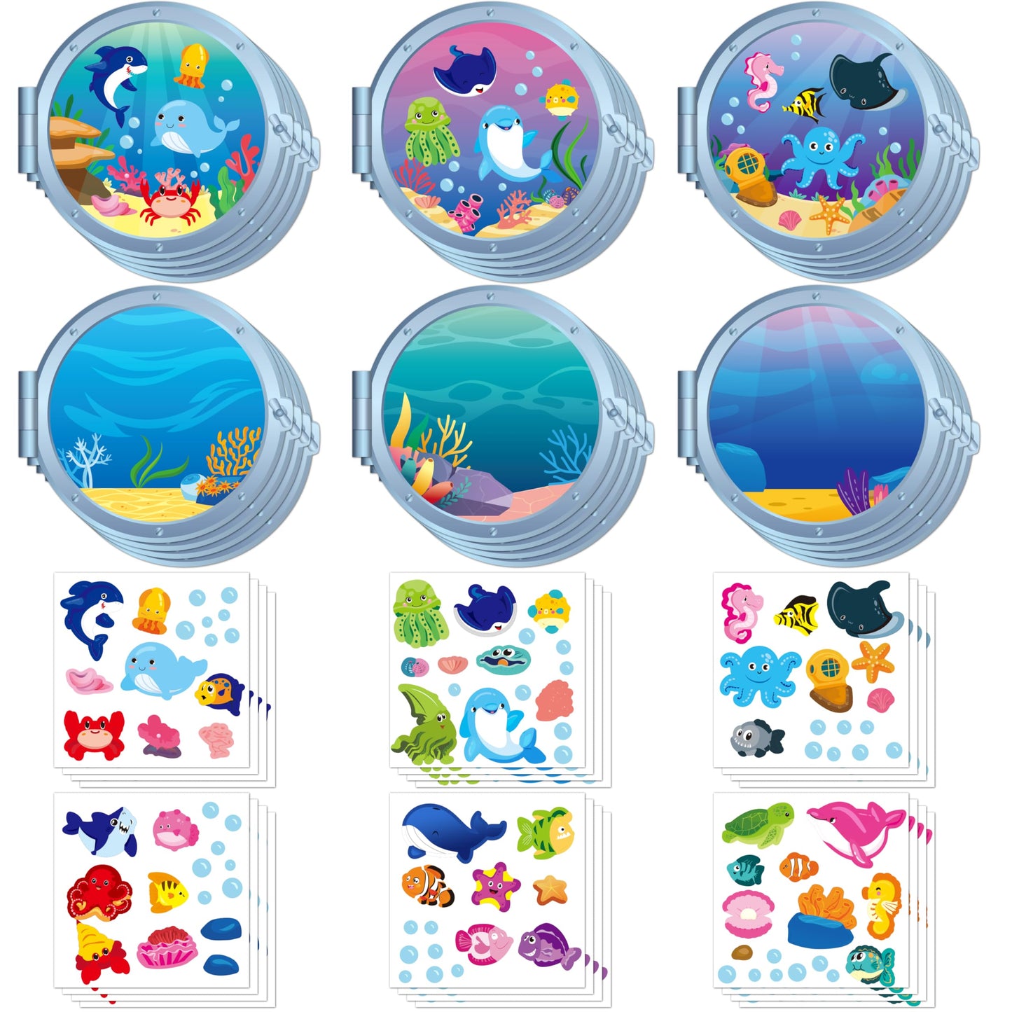 WATINC Sea Animal Scene Sticker Art Craft — 36 Pcs Ocean DIY Set for Classroom & Parties