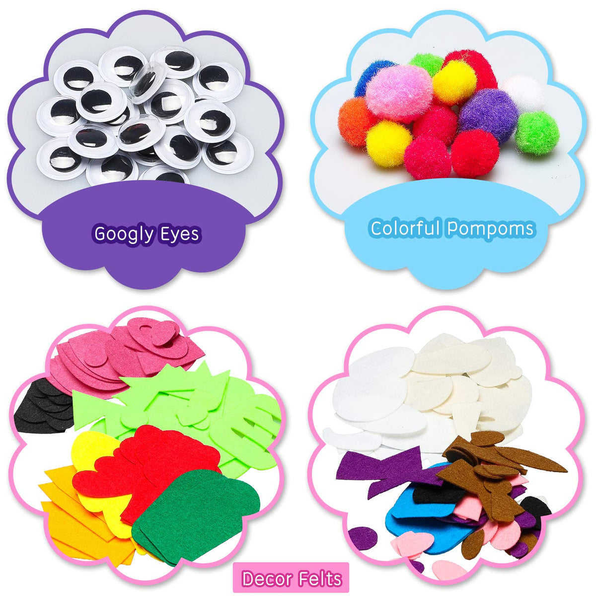 WATINC 6Pcs Hand Puppet Making Kit – DIY Felt Sock Puppets (Animals) with Pompoms, Googly Eyes & Decorations