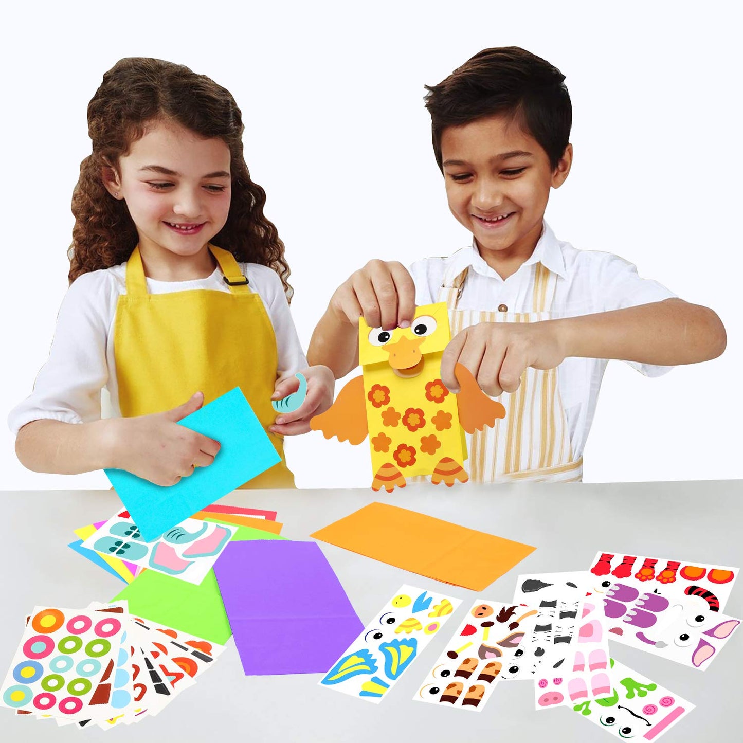WATINC 9Pack Hand Puppet Art Craft Kit – DIY Paper Sock Puppets with Wiggle Eyes for Imaginative Play