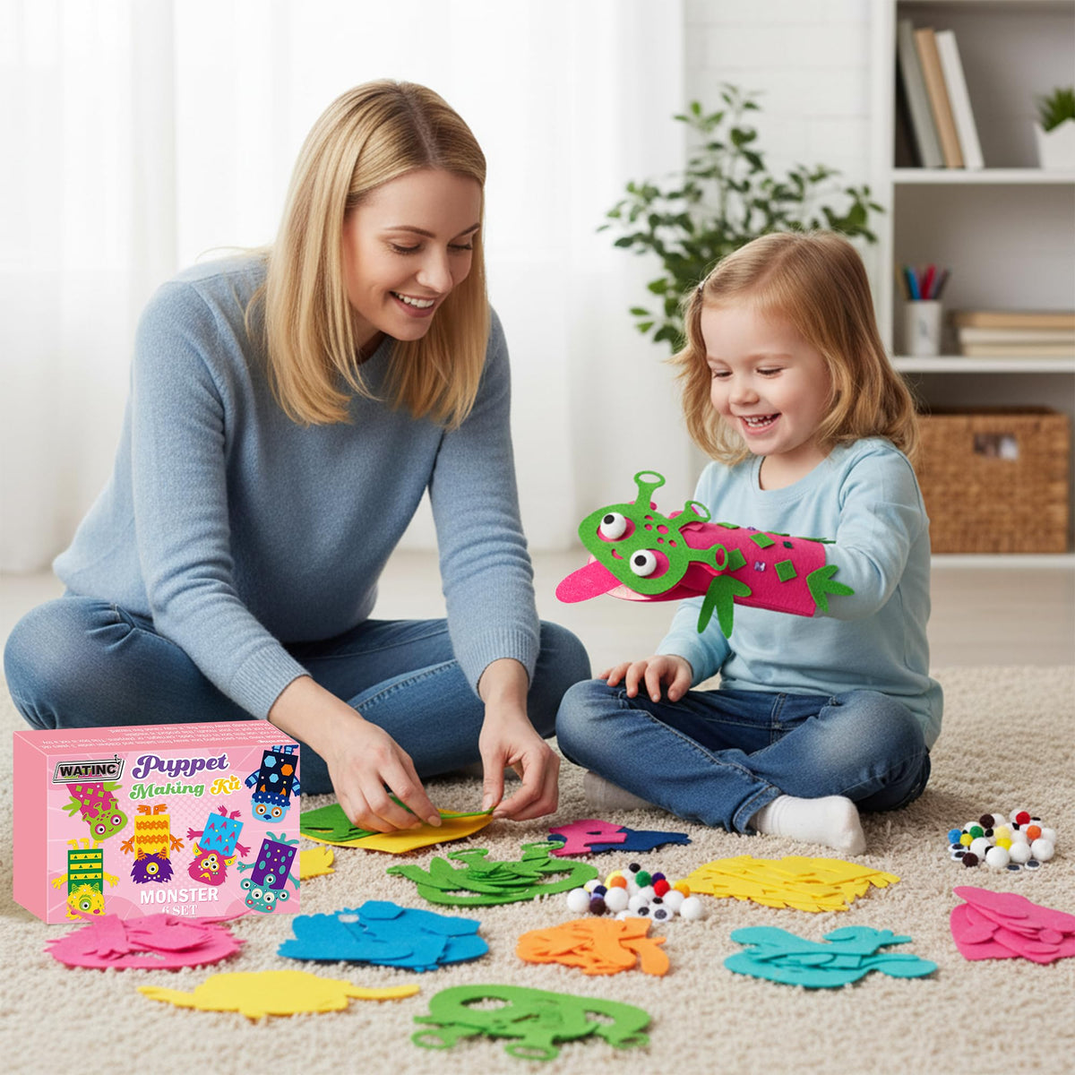 WATINC 6Pcs Hand Puppet Kit - DIY Felt Puppets for Creative Storytelling