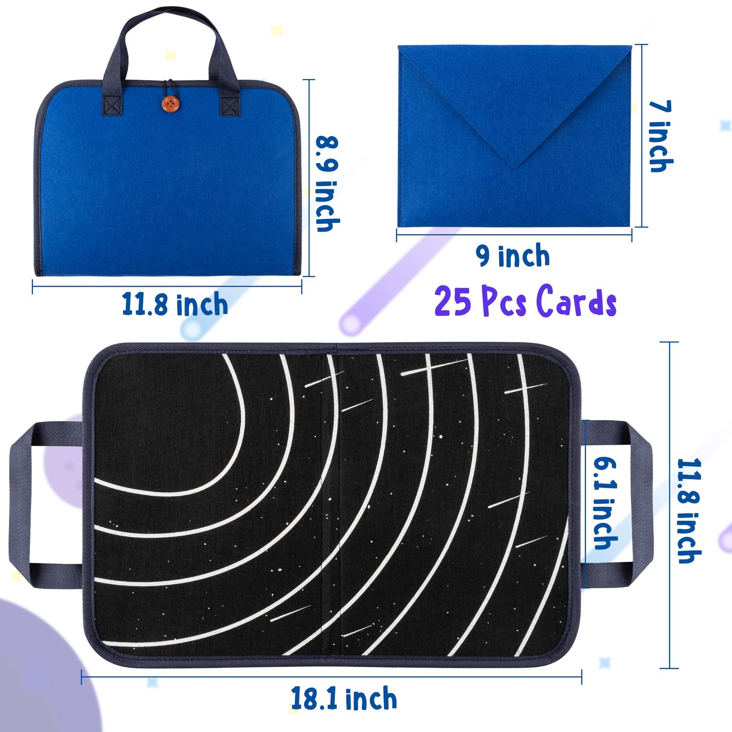 WATINC Travel Felt Board Story Set – 25-Piece Space Theme, Portable Montessori Learning Kit