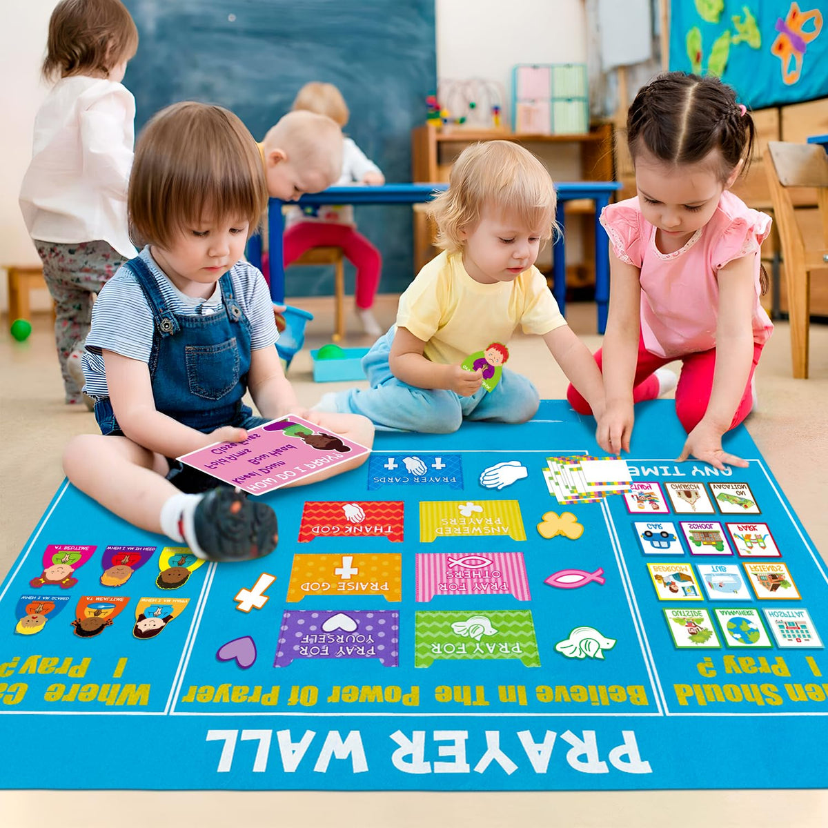 WATINC 37Pcs Prayer Wall Felt Story Board Set – Preschool and Sunday School Religious Learning Kit