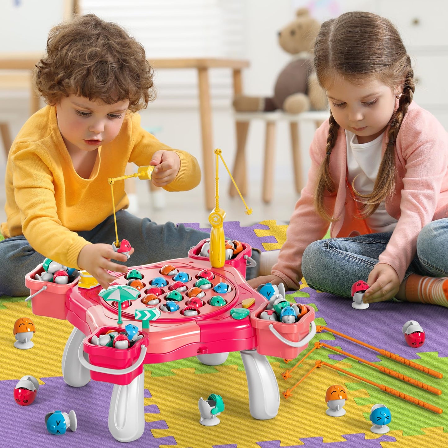 WATUDOU Magnetic Fishing Game for Kids – 70-Piece Toddler and Kids Toy Set (3-8 Years)