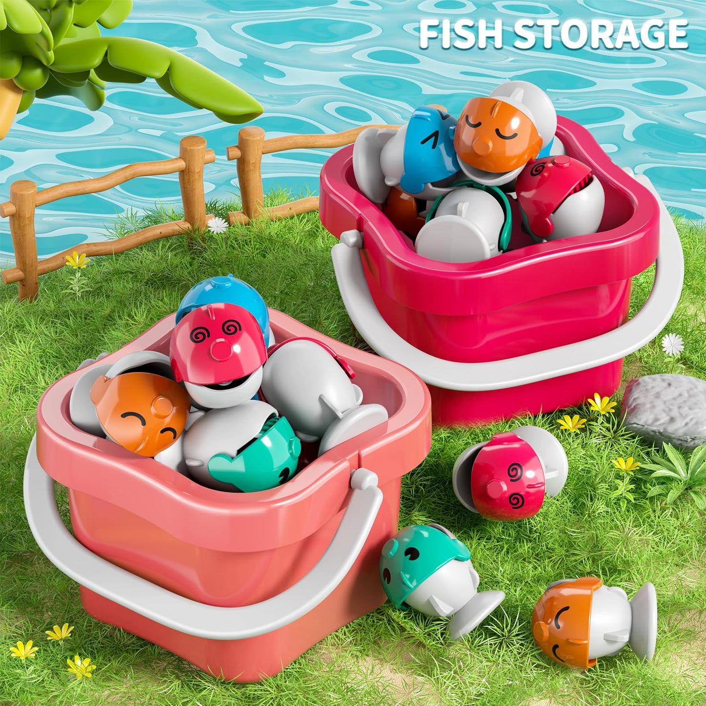 WATUDOU Magnetic Fishing Game for Kids – 70-Piece Toddler and Kids Toy Set (3-8 Years)