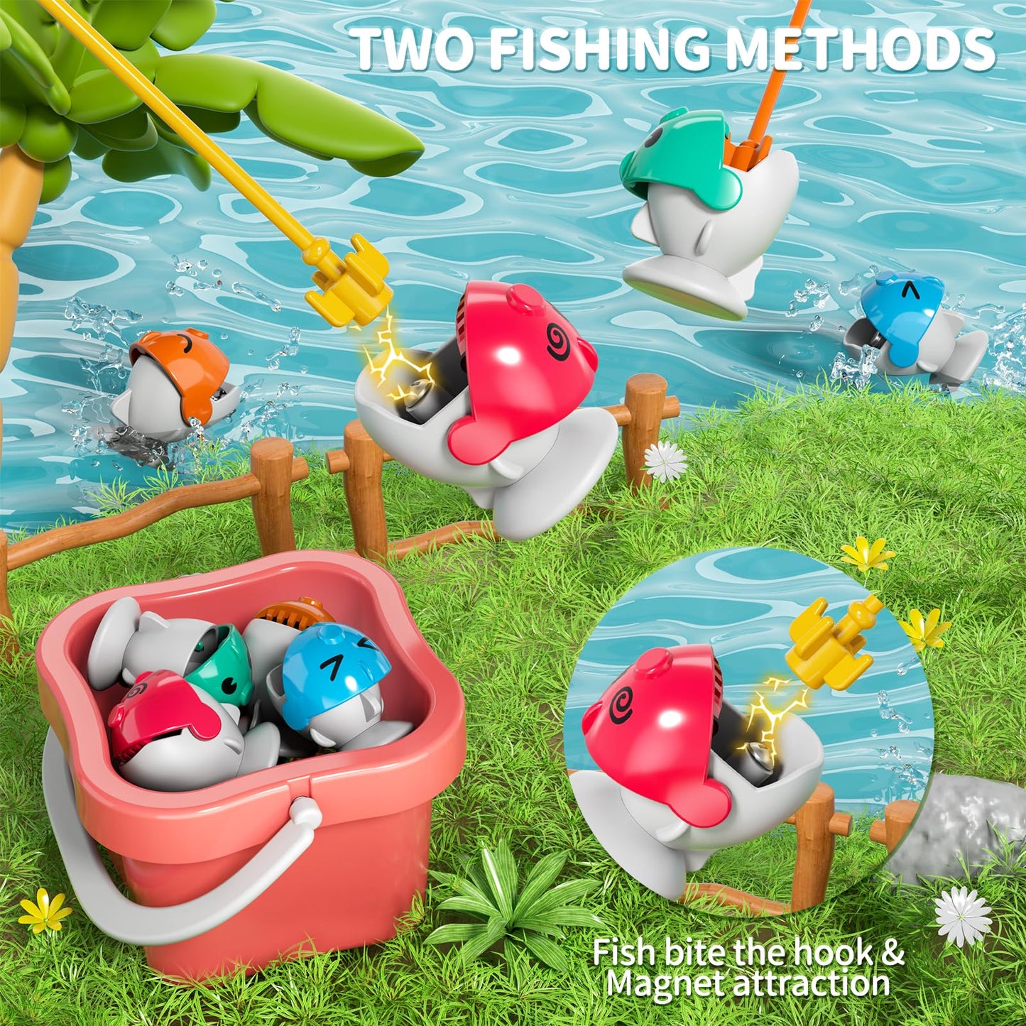 WATUDOU Magnetic Fishing Game for Kids – 70-Piece Toddler and Kids Toy Set (3-8 Years)