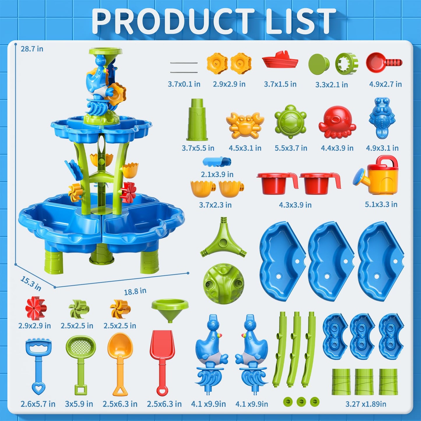 Watudou 3-in-1 Water Table for Toddlers – Outdoor Sand & Water Play (Ages 3–8)