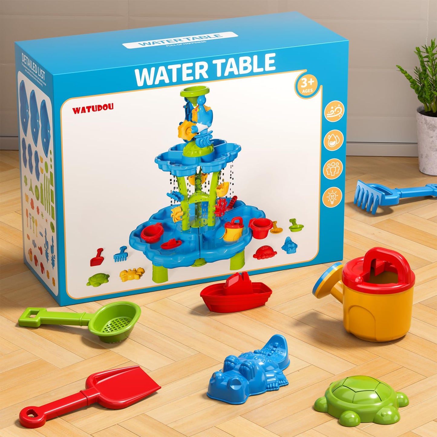 Watudou 3-in-1 Water Table for Toddlers – Outdoor Sand & Water Play (Ages 3–8)