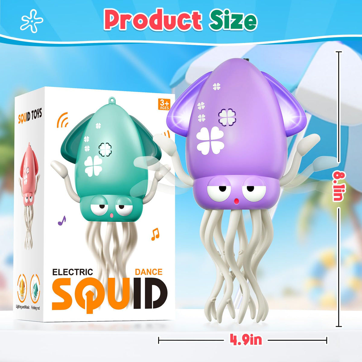 WAVISA Dancing Squid Baby Toy – USB Rechargeable Octopus with Lights, Music & Obstacle Sensors