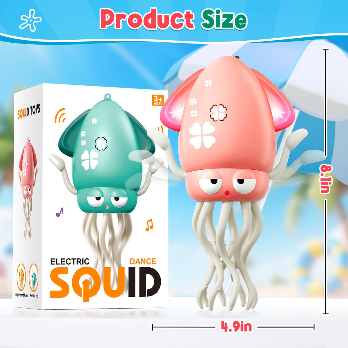 WAVISA Dancing Squid Baby Toy – Light, Music & Obstacle-Sensing Octopus for Crawling & Tummy Time