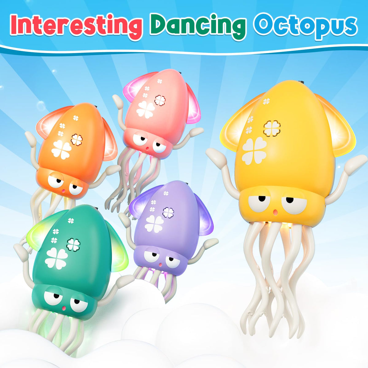 WAVISA Dancing Squid Baby Toy – USB Rechargeable Octopus with Music & Lights