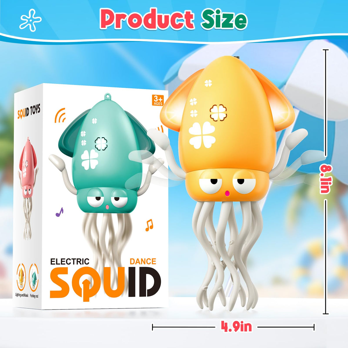 WAVISA Dancing Squid Baby Toy – USB Rechargeable Octopus with Music & Lights