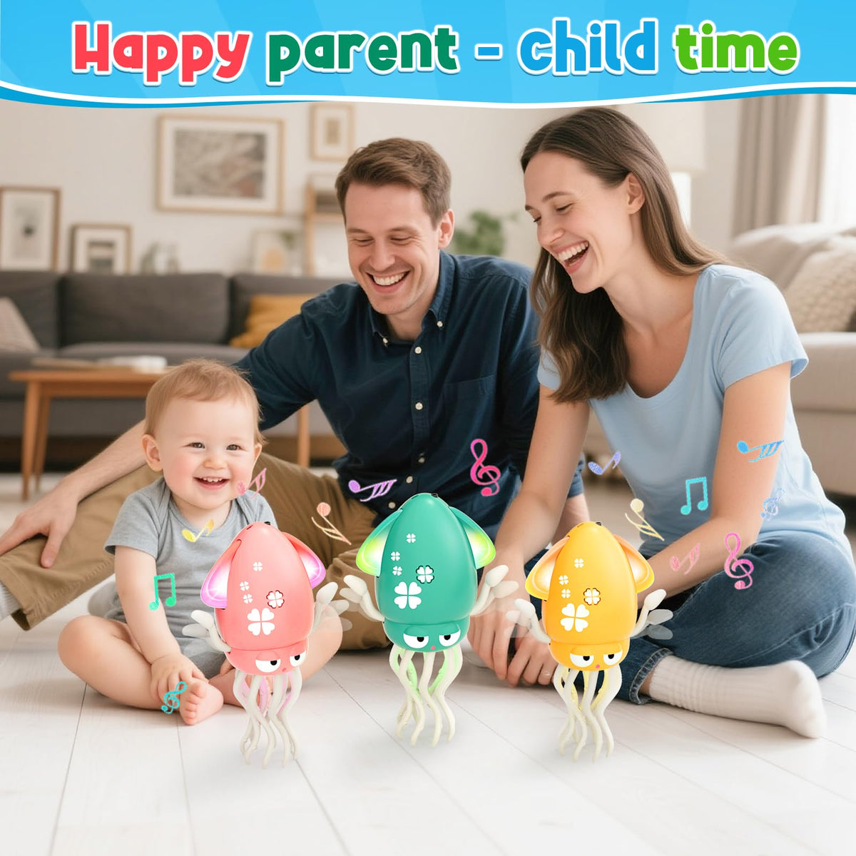 WAVISA Dancing Squid Baby Toy – USB Rechargeable Octopus with Music & Lights