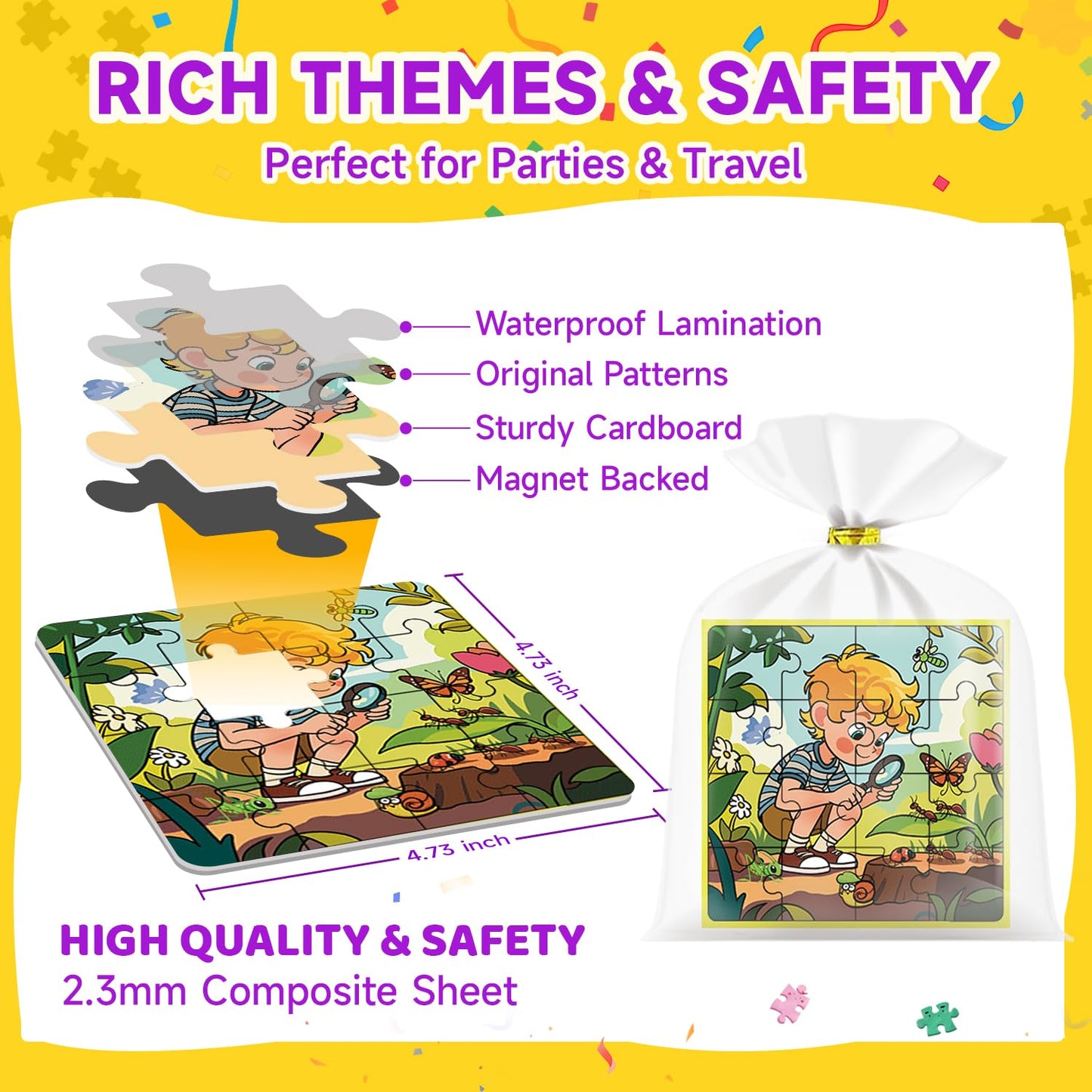 WAWIBEE 24-Pack Magnetic Puzzle Books — Kid Party Favors, Travel Toys & Classroom Prizes