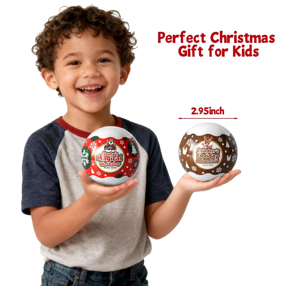 Waybla Christmas Slime Kit – 4-Pack Soft Butter Slime Balls for Kids