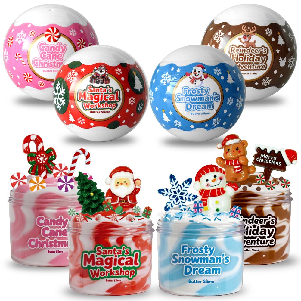 Waybla Christmas Slime Kit – 4-Pack Soft Butter Slime Balls for Kids