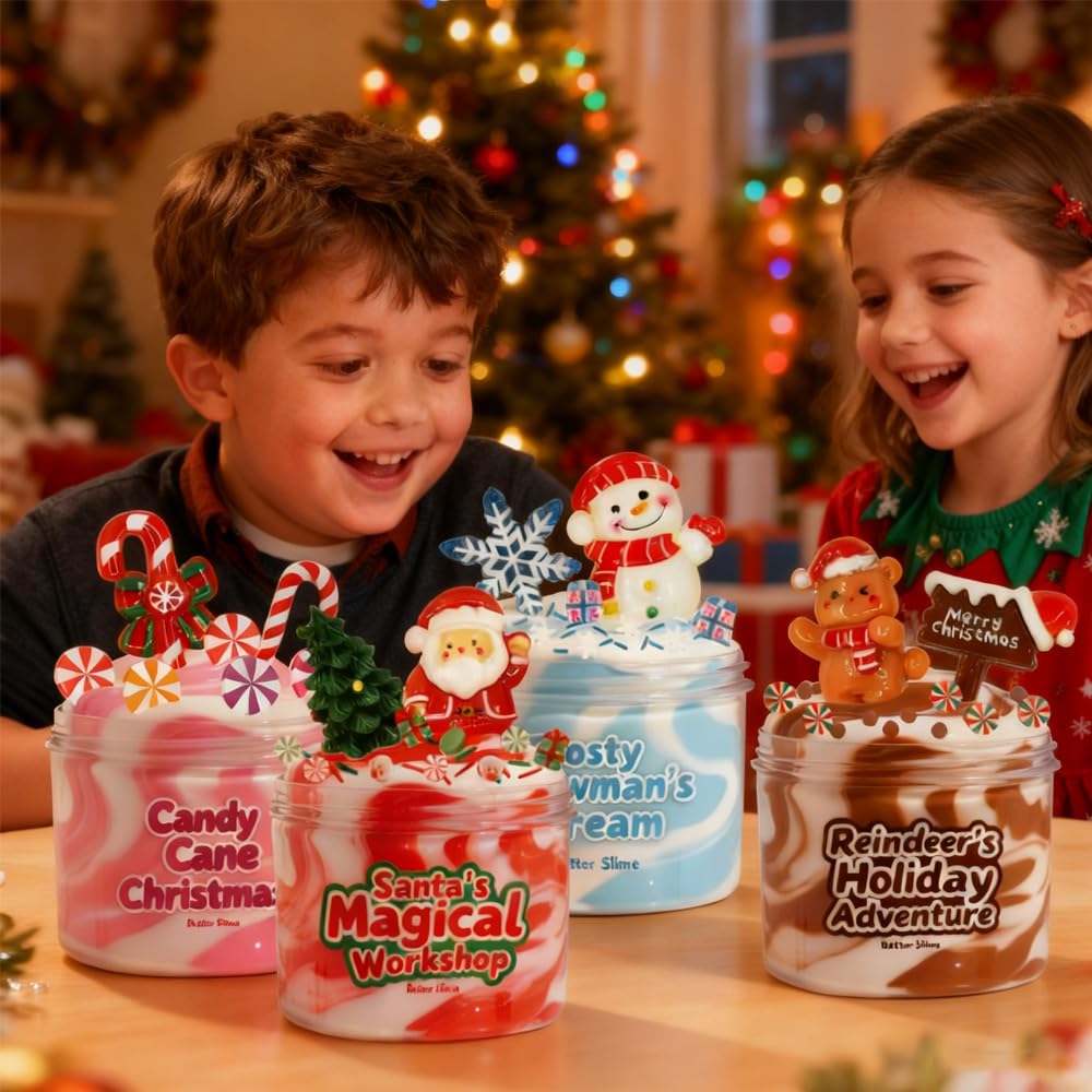 Waybla Christmas Slime Kit – 4-Pack Soft Butter Slime Balls for Kids