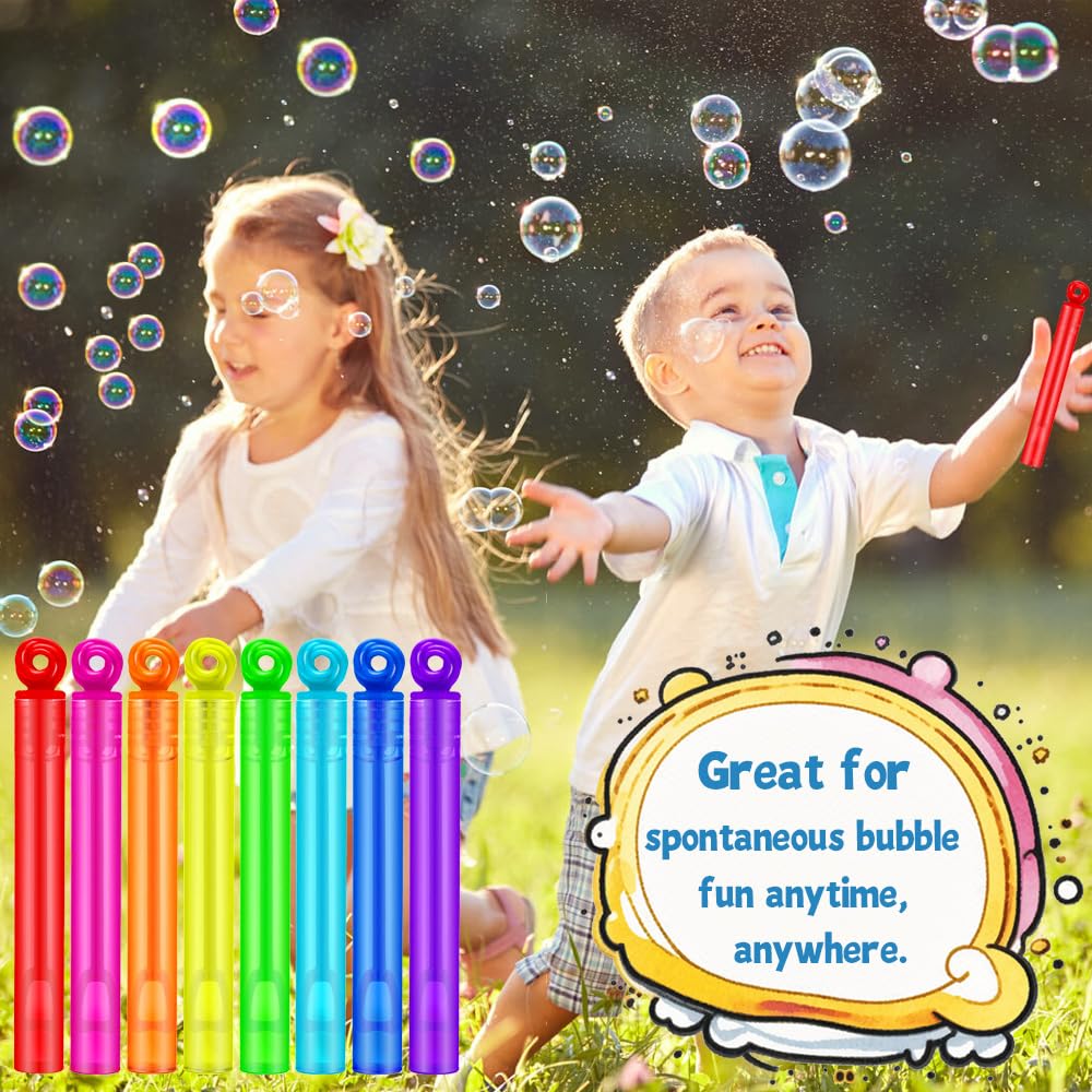Waybla 24 Pack Bubble Party Favors – Mini Donut-Design Bubble Wands, 8 Colors