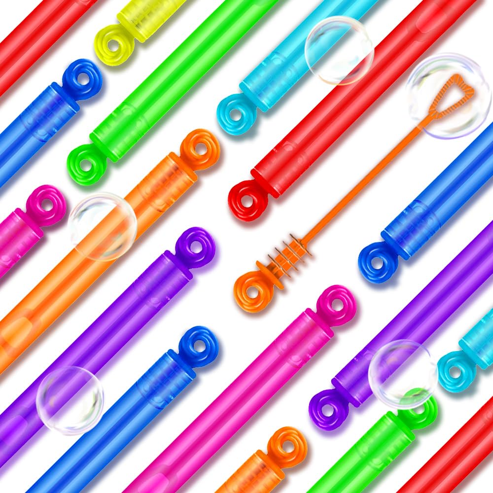 Waybla 24 Pack Bubble Party Favors – Mini Donut-Design Bubble Wands, 8 Colors