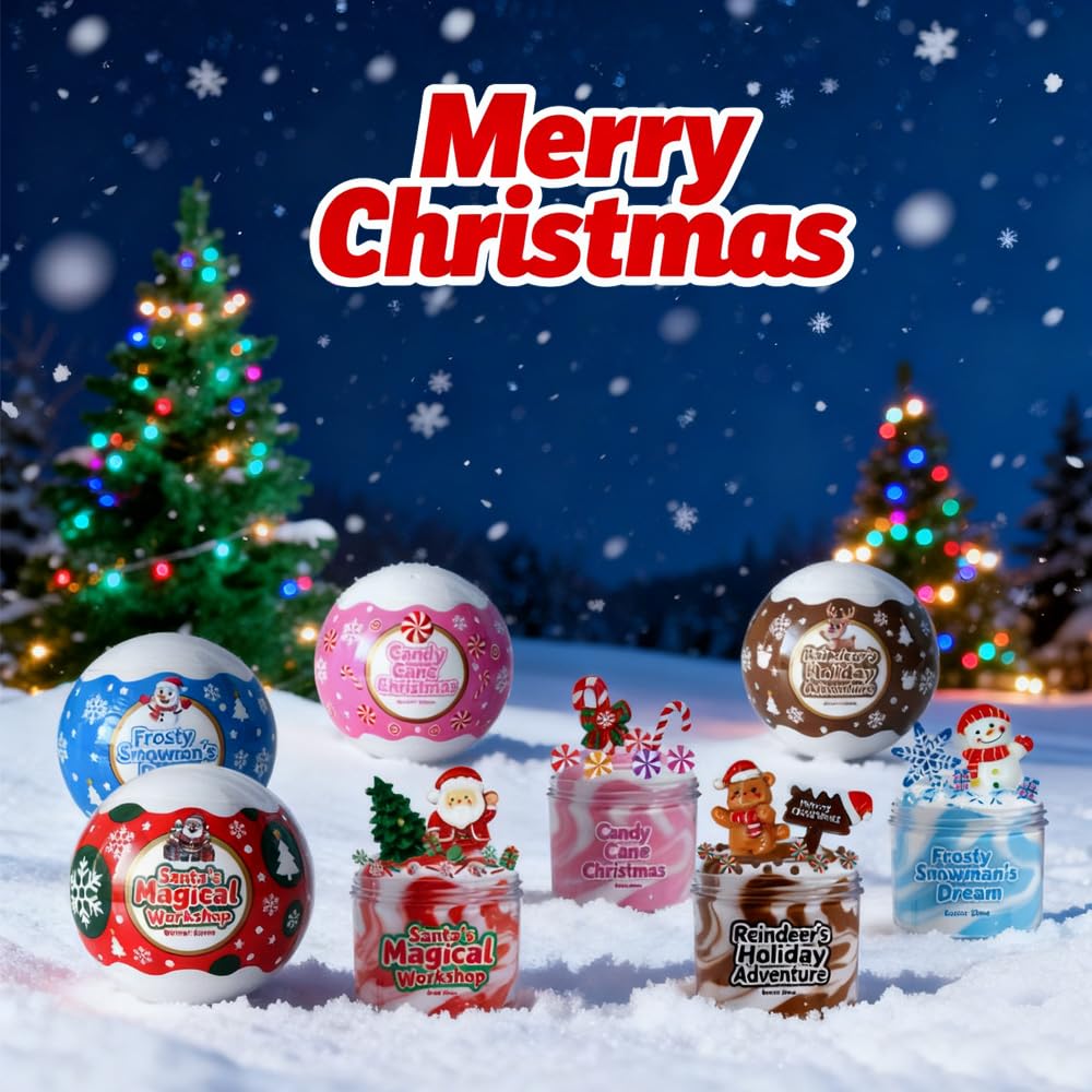 Waybla Christmas Slime Kit – 4-Pack Soft Butter Slime Balls for Kids