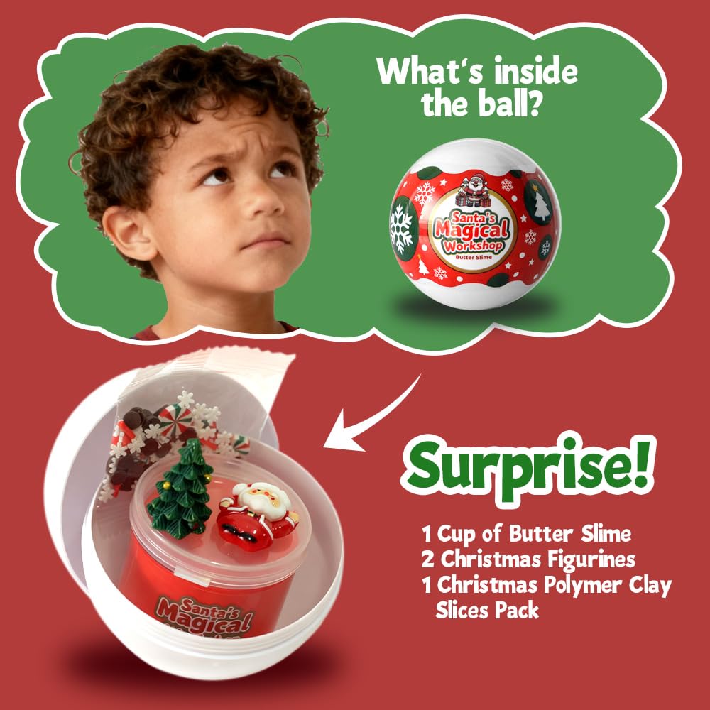 Waybla Christmas Slime Kit – 4-Pack Soft Butter Slime Balls for Kids
