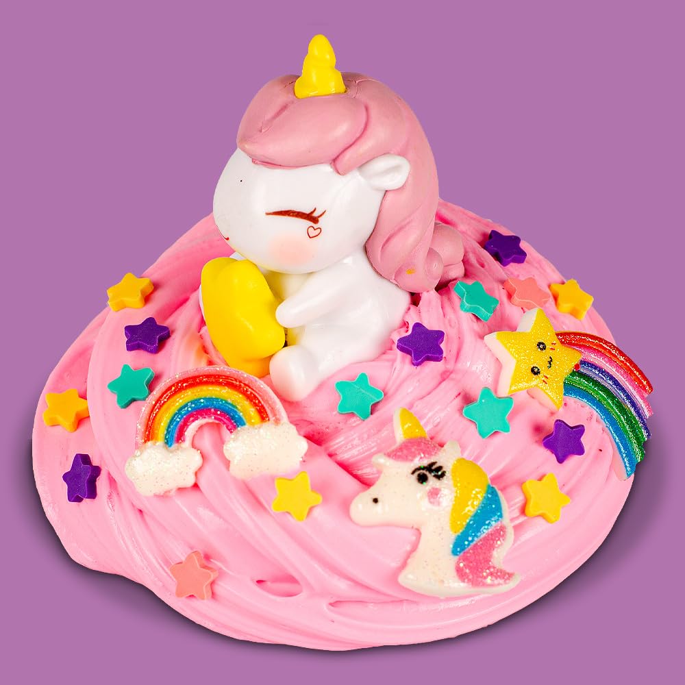 Waybla 2 Pack Butter Slime Kit for Kids – Glitter Slime with Unicorn Figurines & Rainbow Accessories