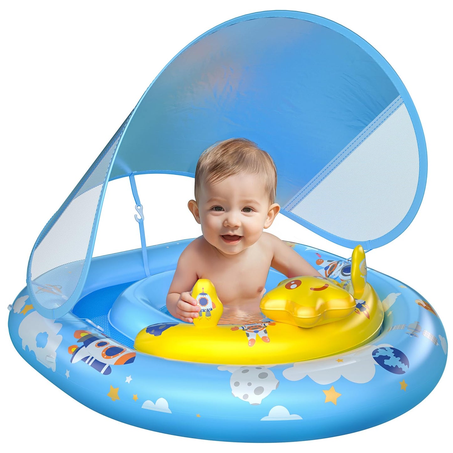 WayEee Baby Pool Float with UPF50+ Canopy – Adjustable Safety Seat for 6–36 Months