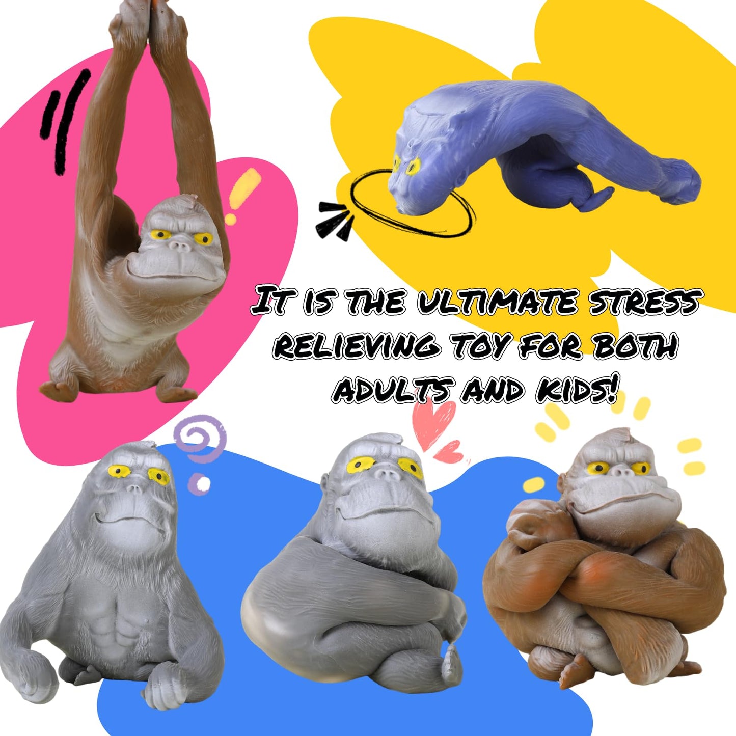WAYFENGLI Upgraded Realistic Stretchy Gorilla – Indestructible Sand-Filled Stress Reliever