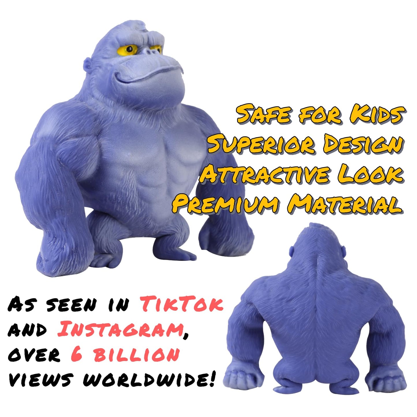 WAYFENGLI Stretchy Gorilla Toy – Blue Squishy Fidget for Stress Relief, Kids & Adults