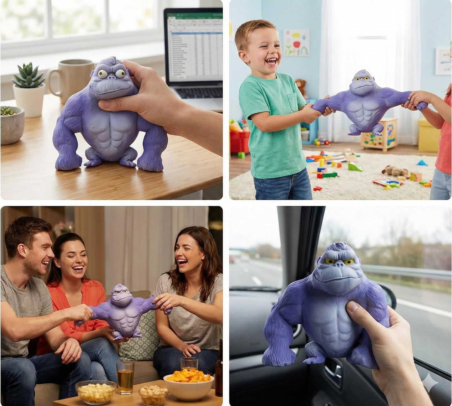 WAYFENGLI Stretchy Gorilla Toy – Blue Squishy Fidget for Stress Relief, Kids & Adults