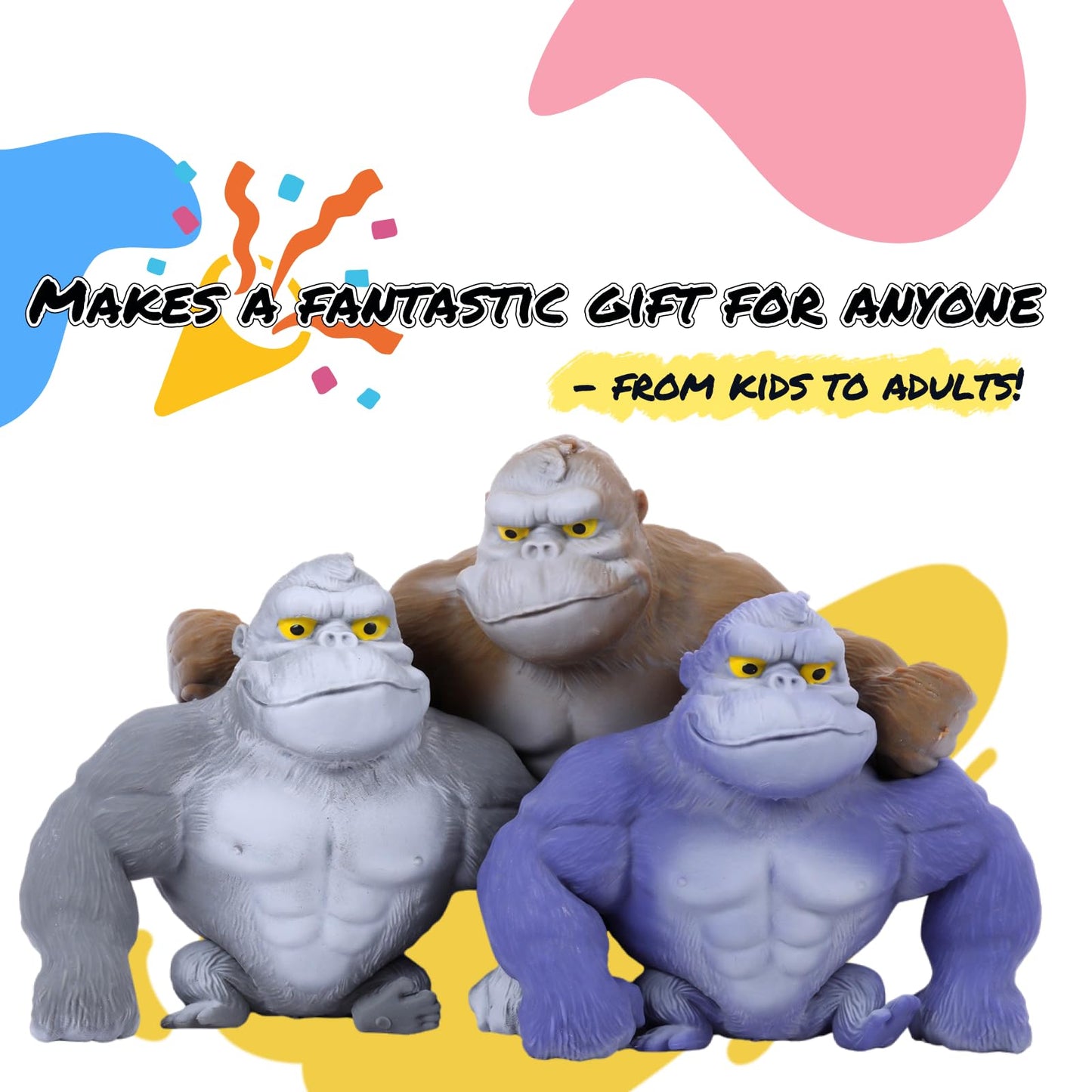 WAYFENGLI Stretchy Gorilla Toy – Blue Squishy Fidget for Stress Relief, Kids & Adults